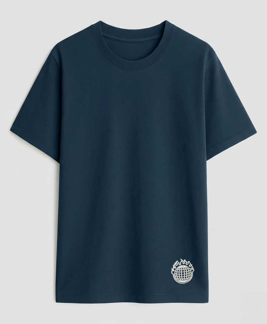 Camiseta azul denim Vamos a quemar el p**** mundo - El Duende Callejero